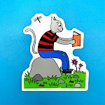 Dave Hankins - Cat Reading a Zine Sticker